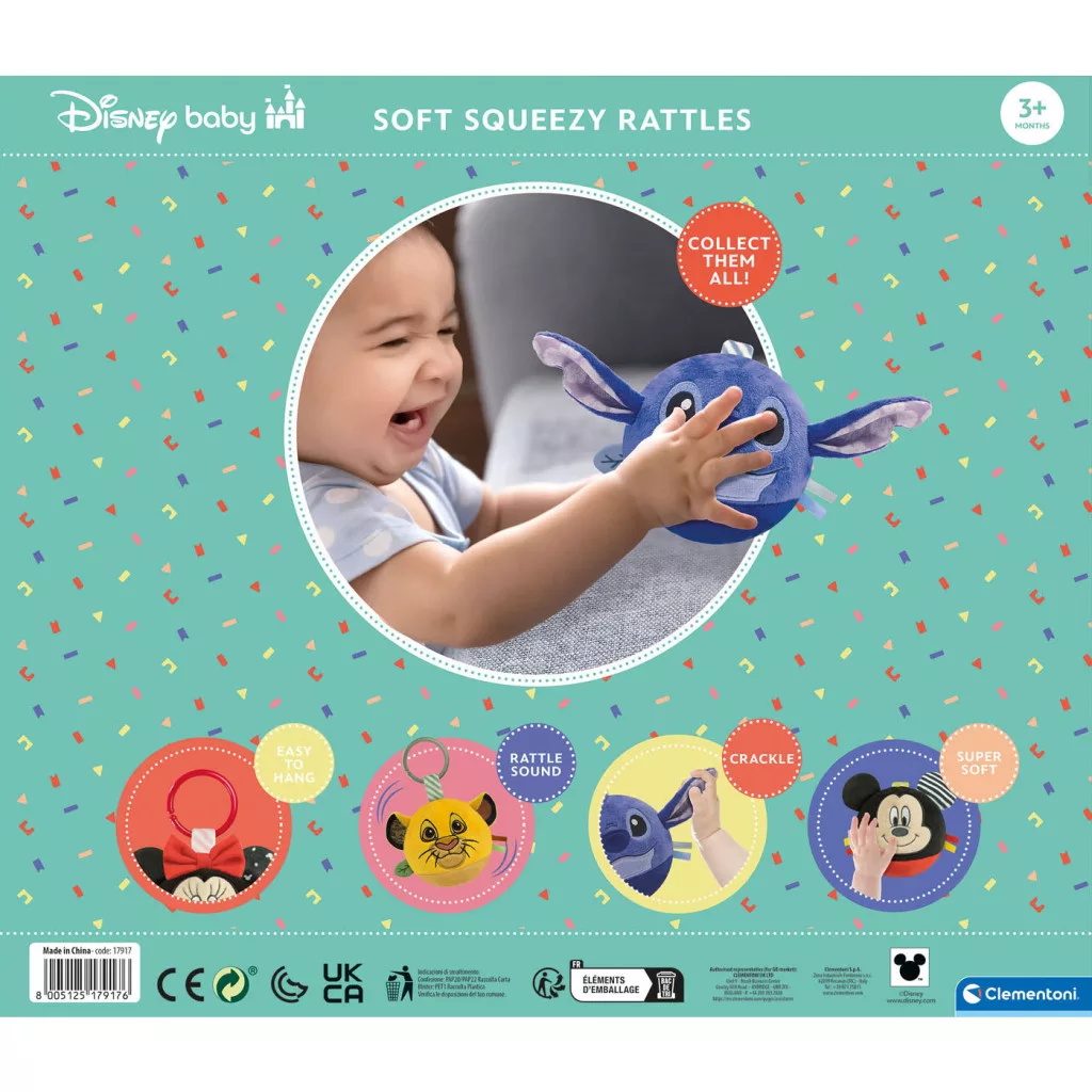 Disney Lilo és Stitch, A csillagkutya Round plüss labdafigura, baba csörgő Clementoni - Image 2